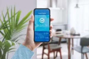 FAQs - Ambient Edge smartphone connected to indoor air quality monitor