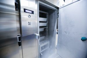 large stainless steel commercial freezer