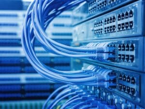 network cables and ports in active it data center