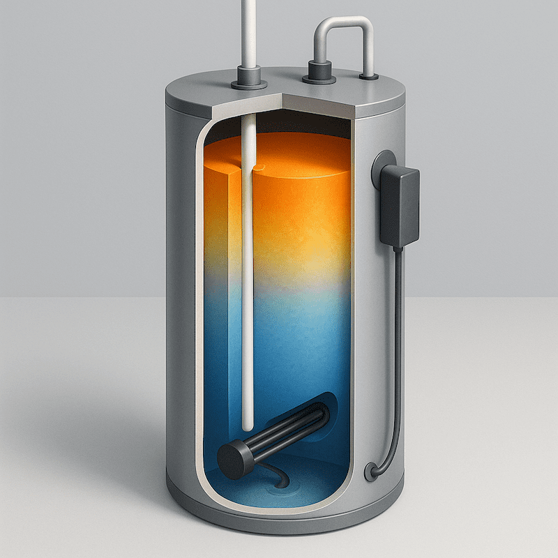 Why Your Water Heater Is Leaking From the Bottom - Ambient Edge Close-up of a water heater pressure relief valve and discharge pipe.